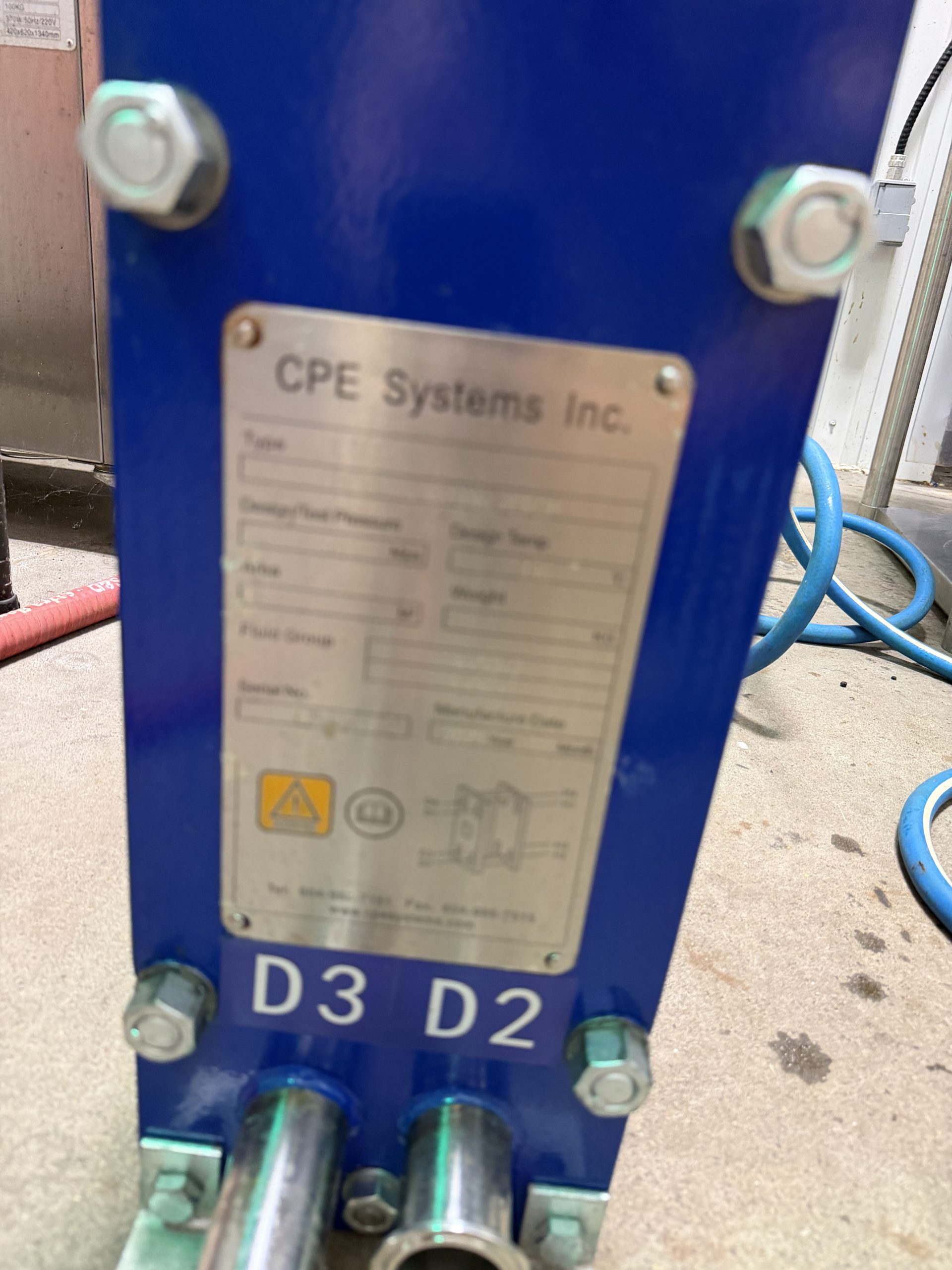 CPE Systems Inc. Plate Heat Exchanger | 1.505 m² Heat Transfer Surface | Sanitary Beverage Processing