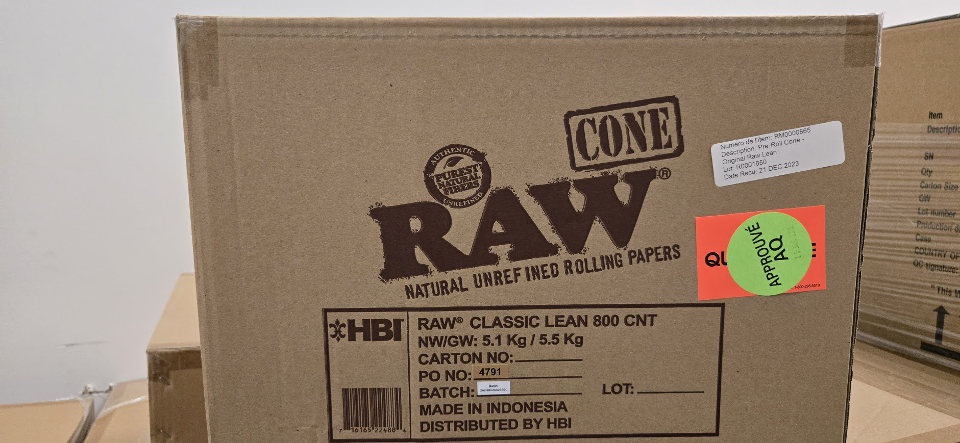 RAW® Classic Lean Pre-Roll Cones – 109 mm × 26 mm (800 Count)