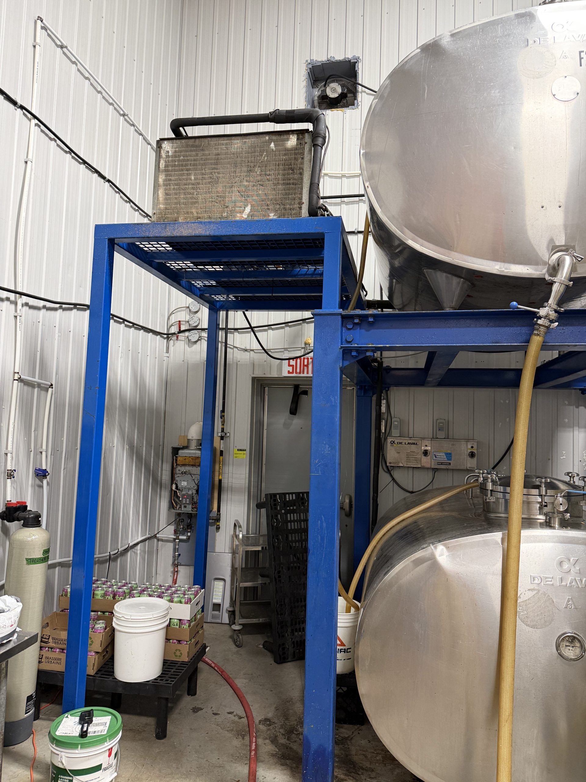 600 US Gallon Stainless Steel Horizontal Fermentation Tanks (2 Units) | Includes Support Frame, Compressors & CIP System