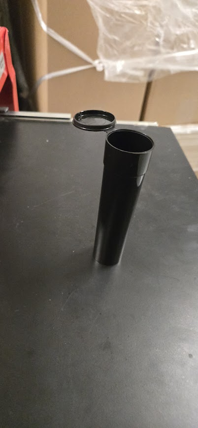 Black Plastic Pop-Top Tube – 1.20" Diameter x 4.52" Height