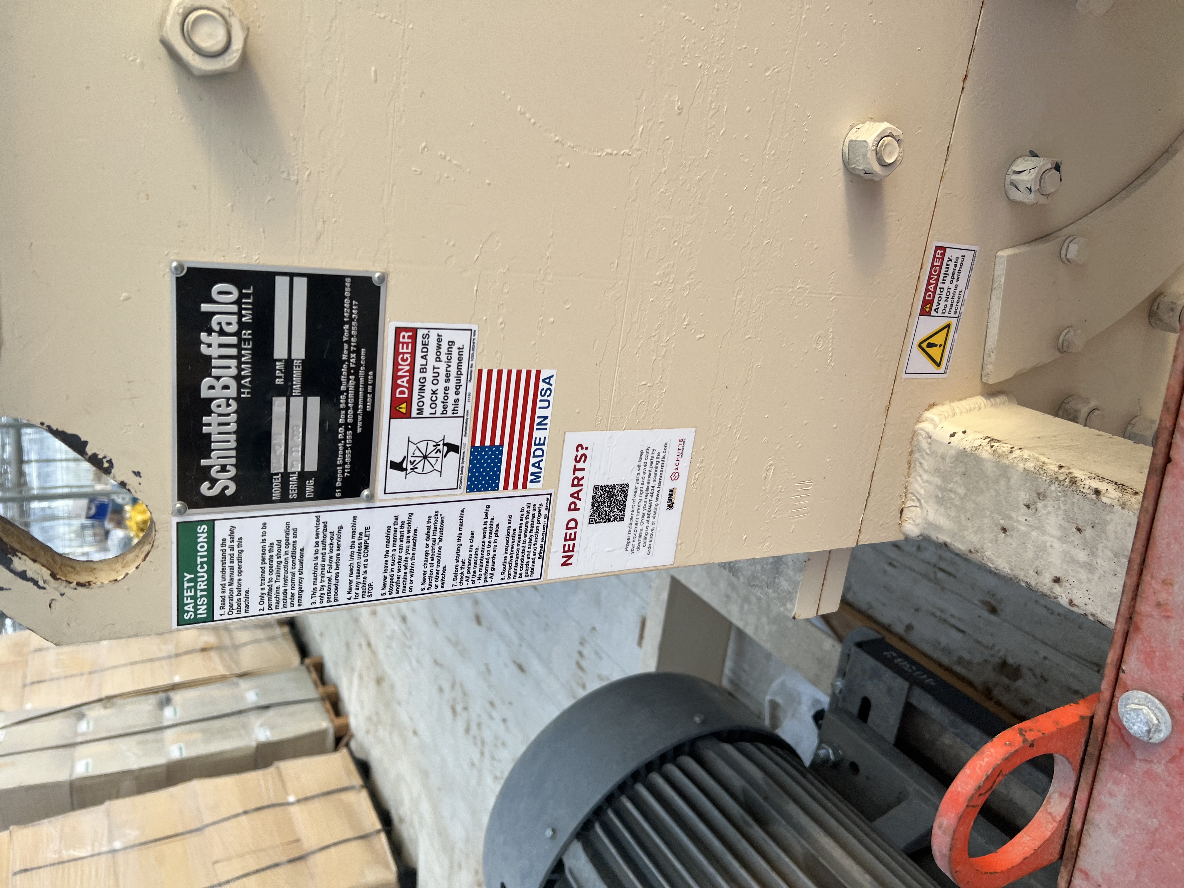 Schutte Buffalo Gravity Discharge Industrial Hammer Mill