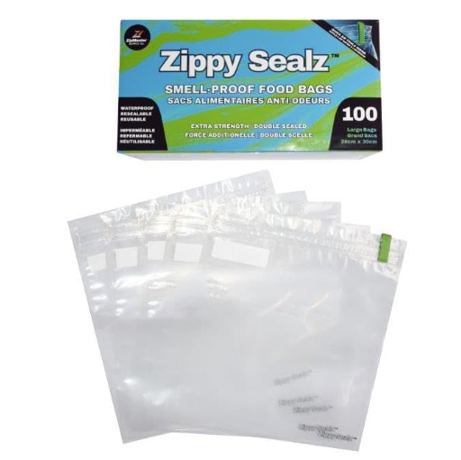 Zippy Sealz Smell Proof Storage Bags 100 Pack (6/C