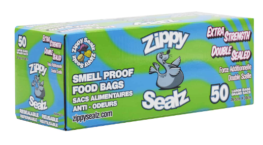 Zippy Sealz Smell Proof Storage Bags 50 Pack (12/C