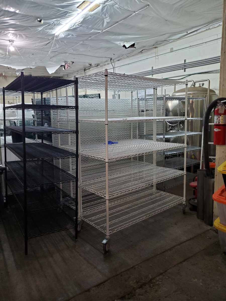 Epoxy Metal shelves 5ft by 2ft with wheels