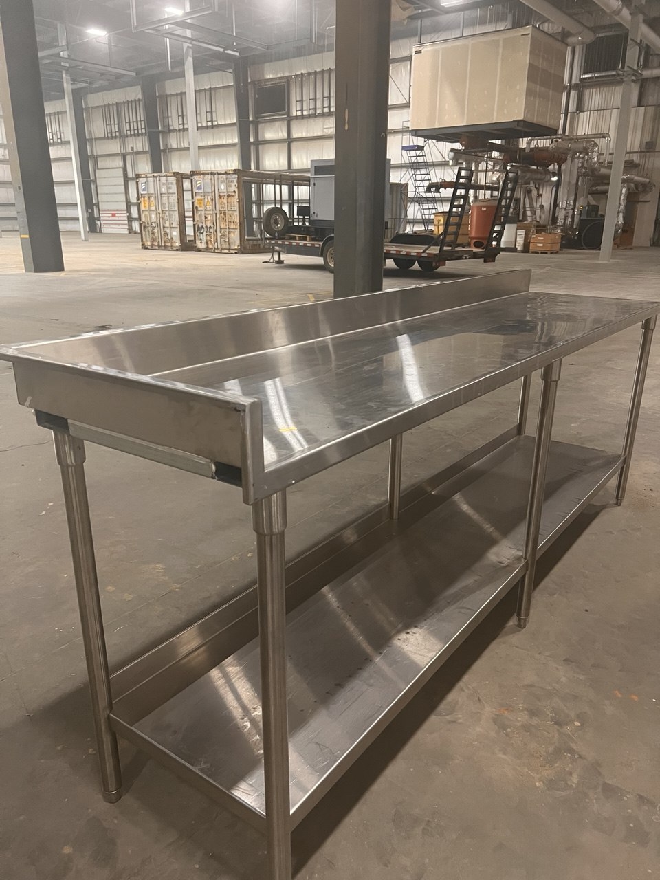 Standard Stainless Steel Worktable with Backsplash and Bottom Shelf - 96 x 30\\\"