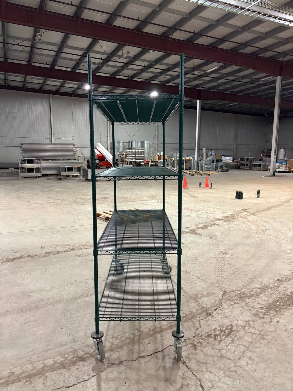 Heavy-Duty Green Epoxy Finish Wire Shelving, 4 Tiers, 30\\\" W x 63\\\" H x 14\\\" D