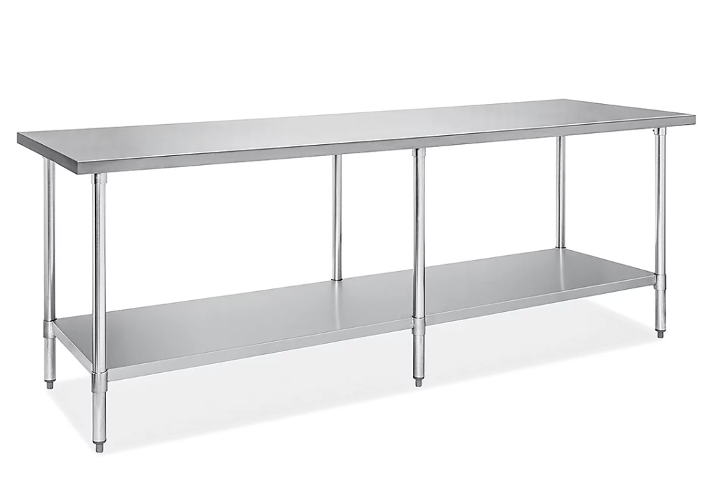 Stainless Steel Worktable with Bottom Shelf - 96 x 30"