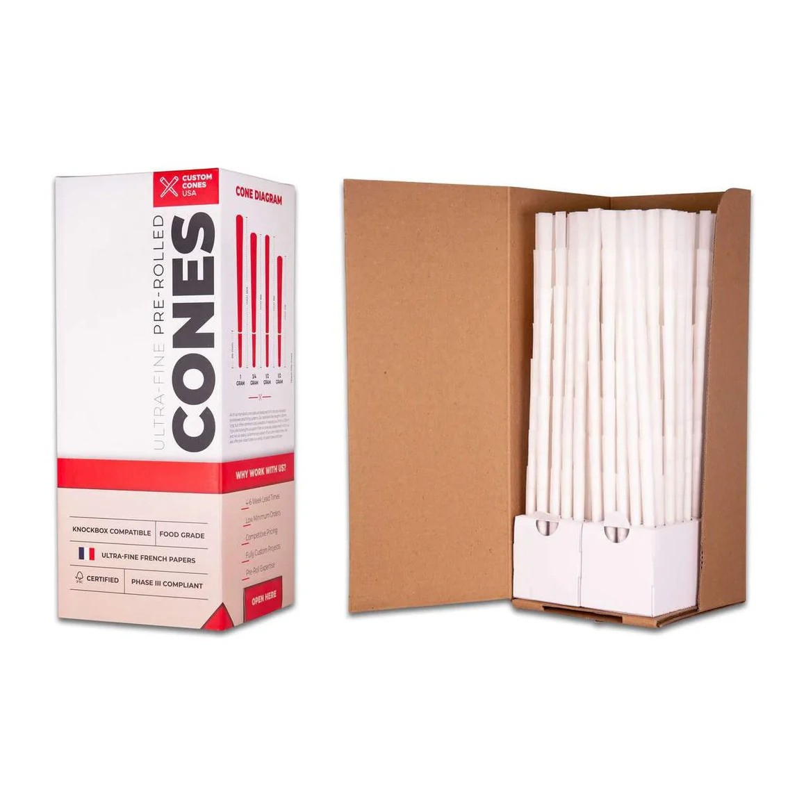 Custom Cones Pre-Roll Cone (98mm x 26mm) White w/Green Filter