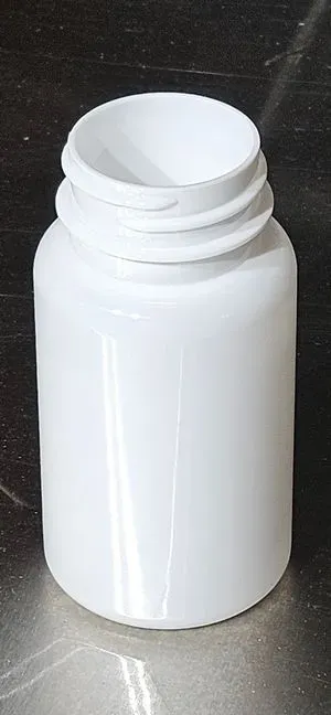 Alpha Packaging Plastic Bottles, White 75 cc PET Round Packer with a 33/400 Finish.